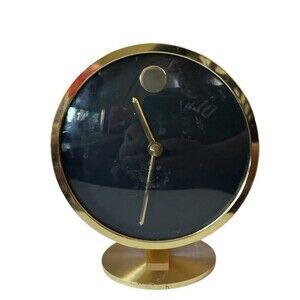 Vintage Howard Miller Movado Museum Desk Clock MCM Brass Germany Working